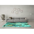 thumbnail image 3 of Ahgly Company Machine Washable Indoor Rectangle Abstract Turquoise Blue Contemporary Area Rugs, 6' x 9', 3 of 4
