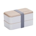 thumbnail image 1 of Amdohai Portable Lunch Box Student Food Grade PP-Material 2 Layers Microwave Heating Food Containers with Elastic Band, 1 of 8