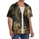 thumbnail image 2 of Balery Palatial Gold Pattern Horse Camisa Casual de Manga Corta con Botones para Hombre, Texturizada, Estilo Cubano, para Playa, Verano-3X-Large, 2 of 5