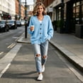 thumbnail image 5 of Aboser Ribbed Knit Cardigan Sweaters for Women Plus Size Button Down Cardigans Warm Casual V Neck Sweater Coat Loose Long Sleeve Knitwear, 5 of 8