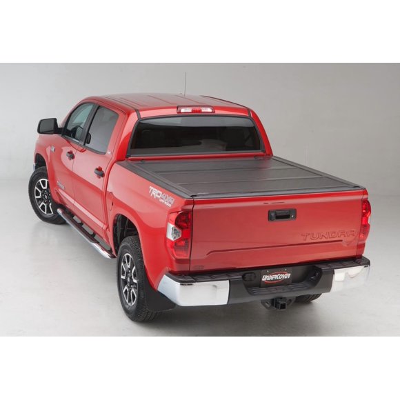 Fits 2005-2015 Toyota Tacoma UnderCover Tonneau Cover FX41003 Flex; Tri-Fold; Non-Lockable; Black Semi-Gloss Textured; Black; Aluminum