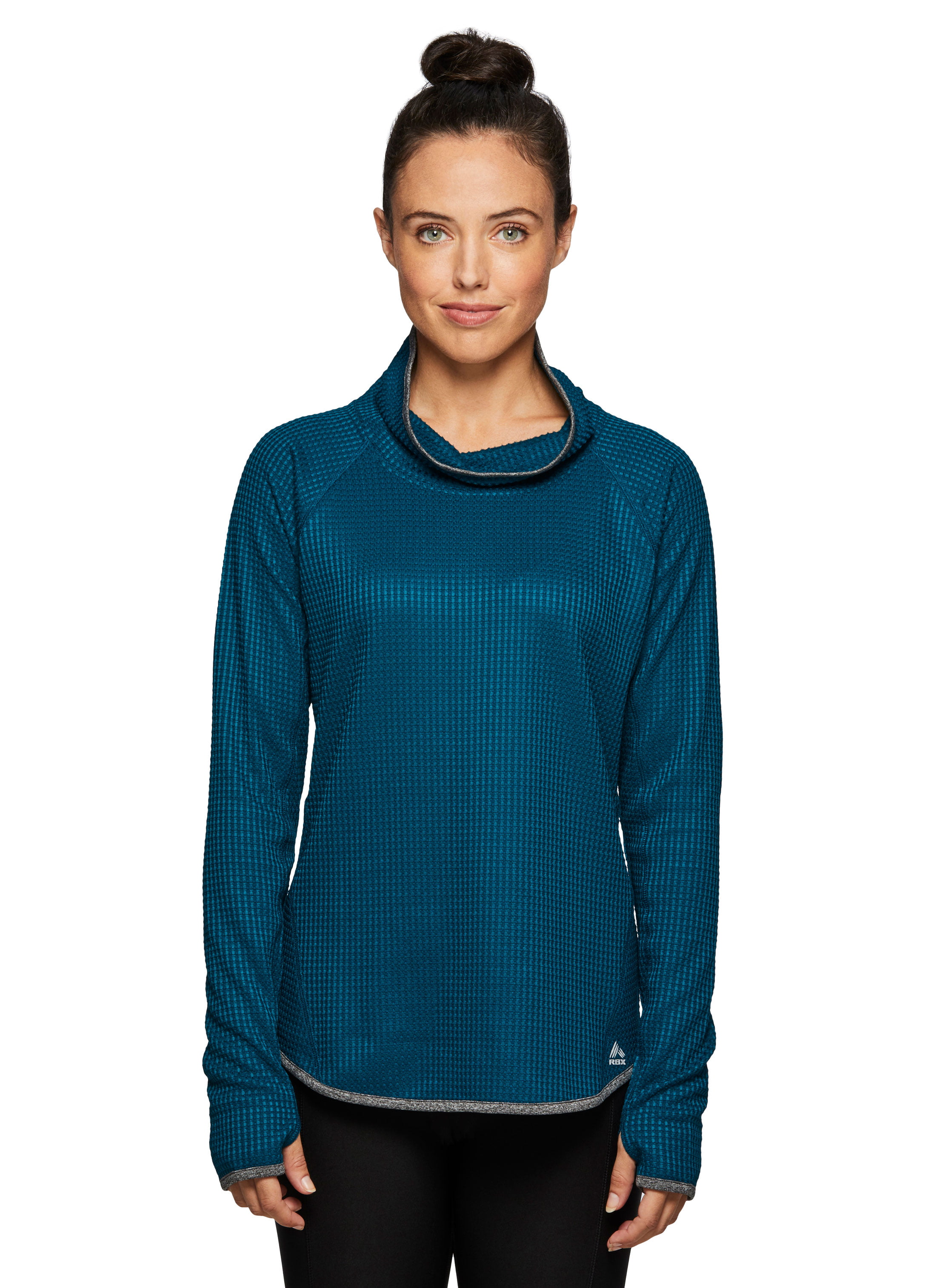 No Boundaries Rbx Active Womens Long Sleeve Waffle Texture Cowl Neck Sweater