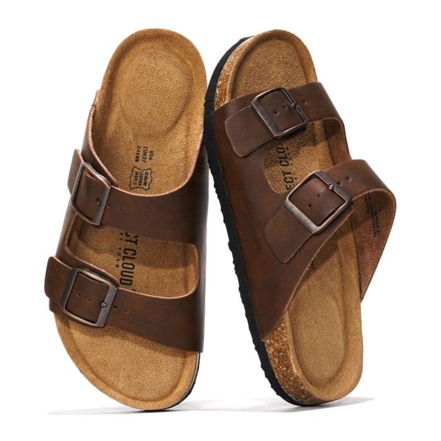 Sandalias Project Cloud de cuero genuino, planas, con memory foam