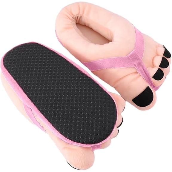 Big Toe Cartoon Fuzzy Slippers, 2026 New Non Slip Funny Slippers Comfortable Novelty Warm Winter Costume Gift for Men Women Teens (Onesize)