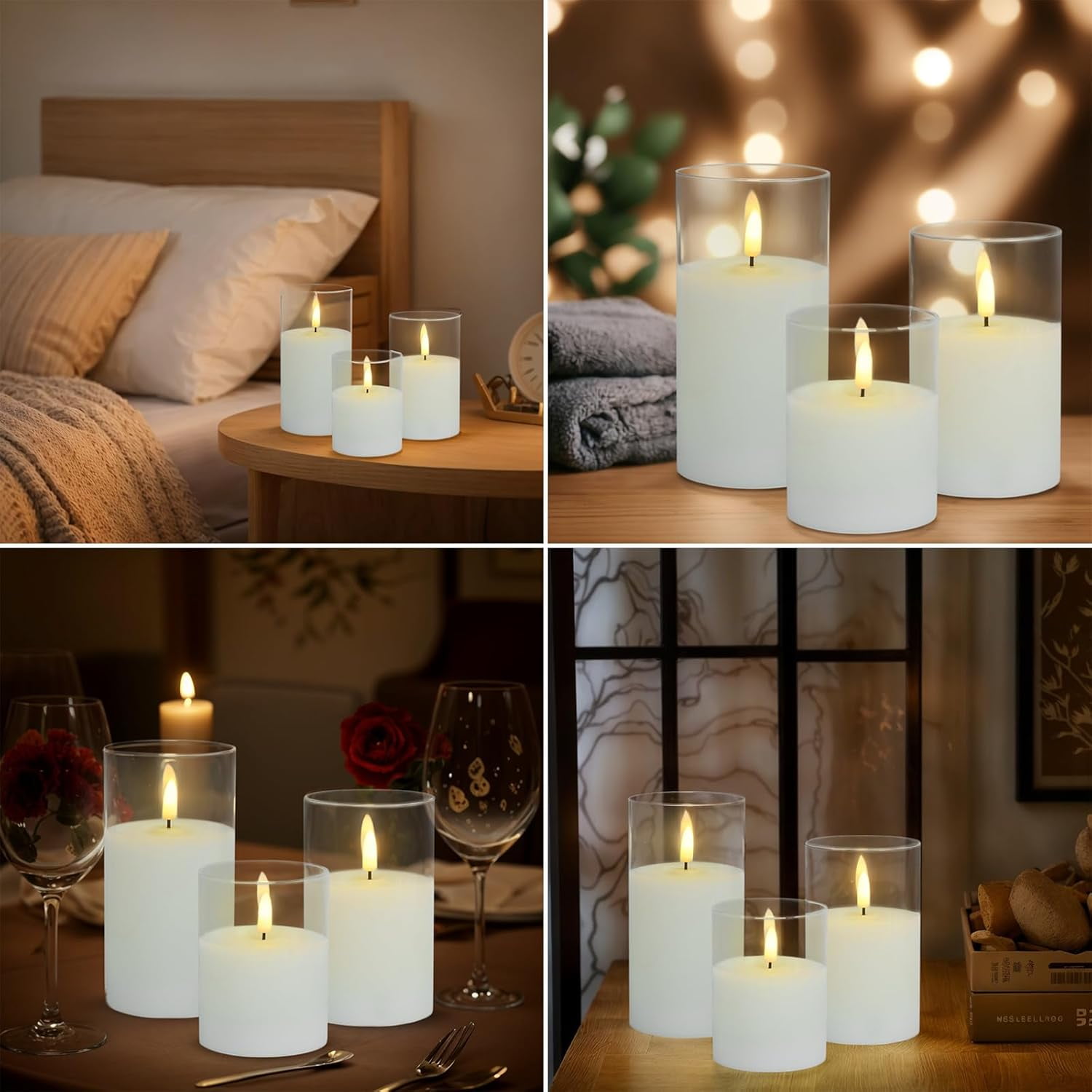 HomWamee Flameless Candle in Glass,  Real Wax  with Remote Control and Timer, Battery Operated Electronic Candles