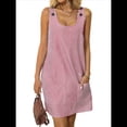 thumbnail image 2 of Vestido de Verano para Mujer, Sin Mangas, con Bolsillos, Informal, Corto, Corte A, Cuello Redondo, 2025, Rojo, Talla M, 2 of 9
