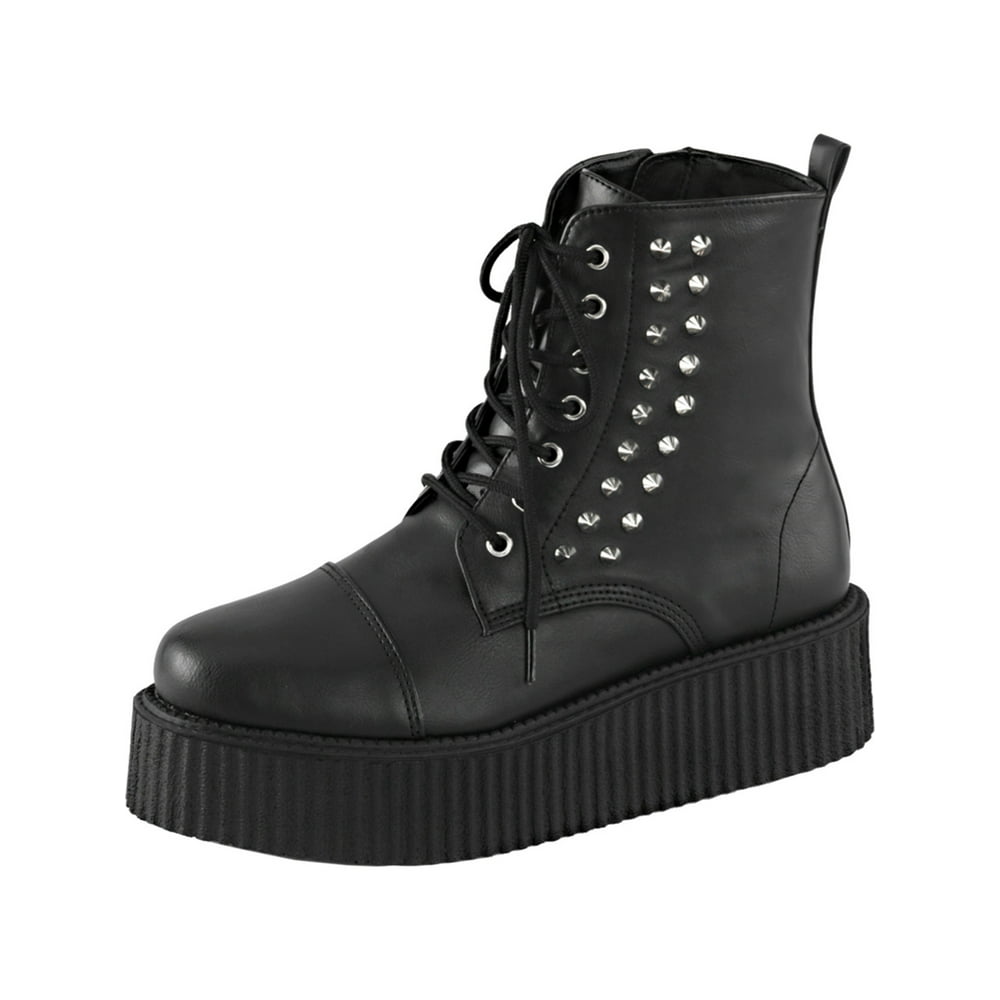 Demonia - Mens Gothic Boots Studded Booties Black Creepers Shoes Spikes ...