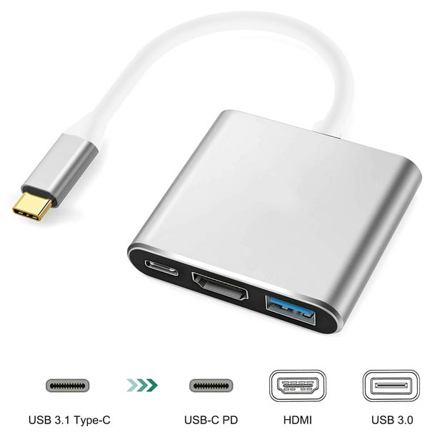 Usb C To Hdmi 4k Adaptor 3 In 1 Type C To 4k Hdmi Multiport Adaptor With Usb C Quick Charging Port Usb 3 0 Port For Macbook Chromebook Hdmi