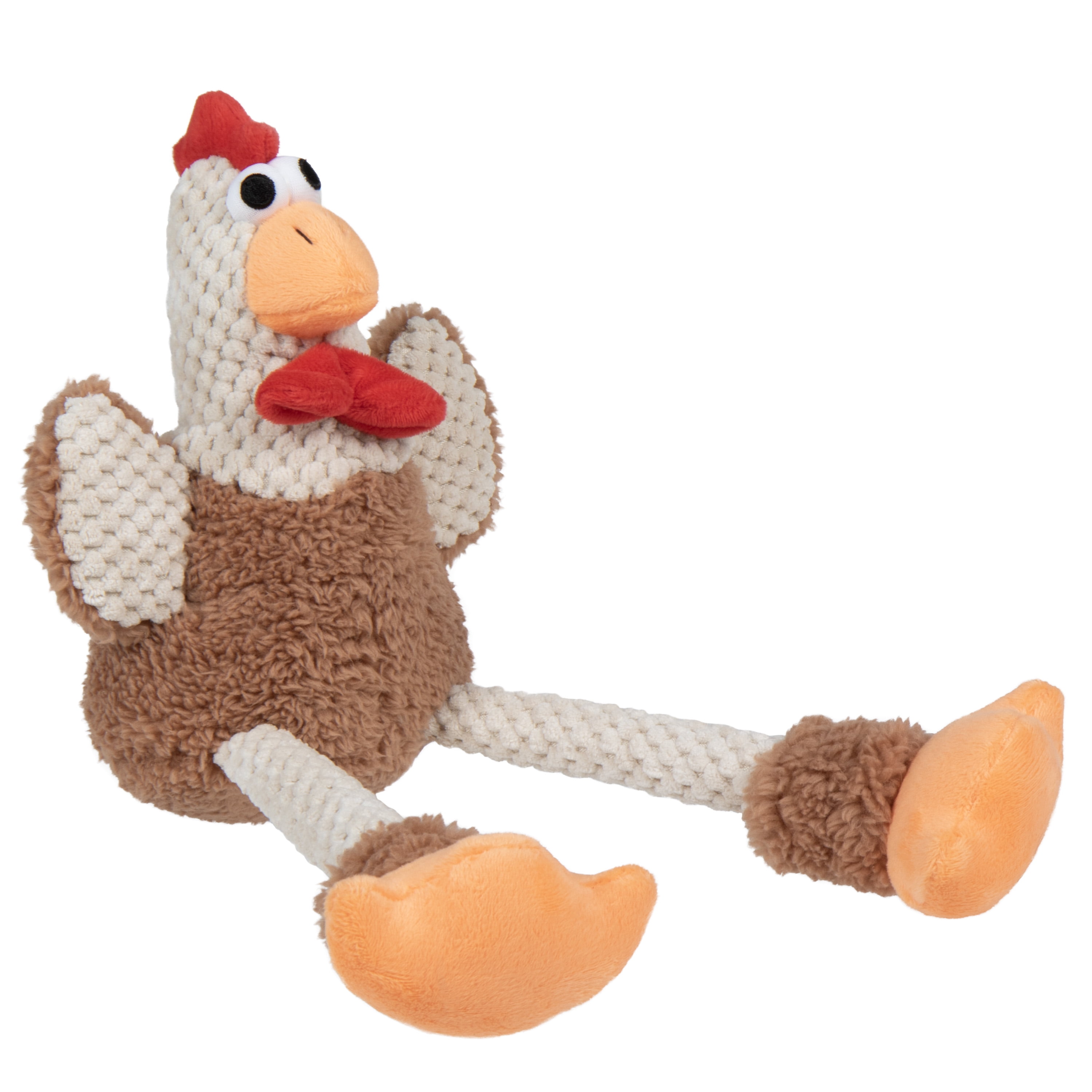 goDog Farm Friends Rooster Plush Toy for Dogs with Chew Guard Technology for Stronger & Longer Play, Soft & Durable, Built-In Squeaker, Brown, Medium