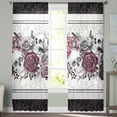 thumbnail image 3 of Halloween Semi Sheer Curtains 63 Inch Length 2 Panels Set, Black Purple Skull Roses Horror Flower Sheer Kitchen Curtain Privacy Voile Window Curtain for Living Room Bedroom Rod Pocket Drapes, 3 of 7