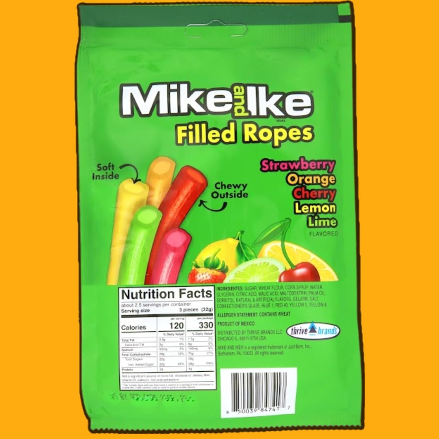 Mike & Ike Filled Licorice Ropes, 3 Ounce Bag - 12 Count Display Box