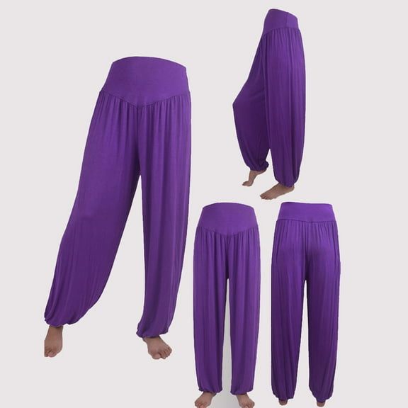 SBYOJLPB Length Pants Womens Elastic Loose Casual Cotton Soft Yoga Sports Dance Harem Pants