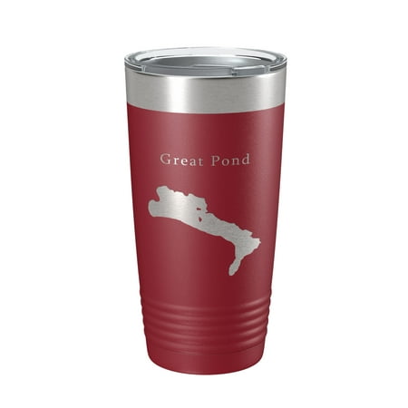 

Great Pond Tumbler Lake Map Travel Mug Insulated Laser Engraved Coffee Cup Maine 20 oz Maroon