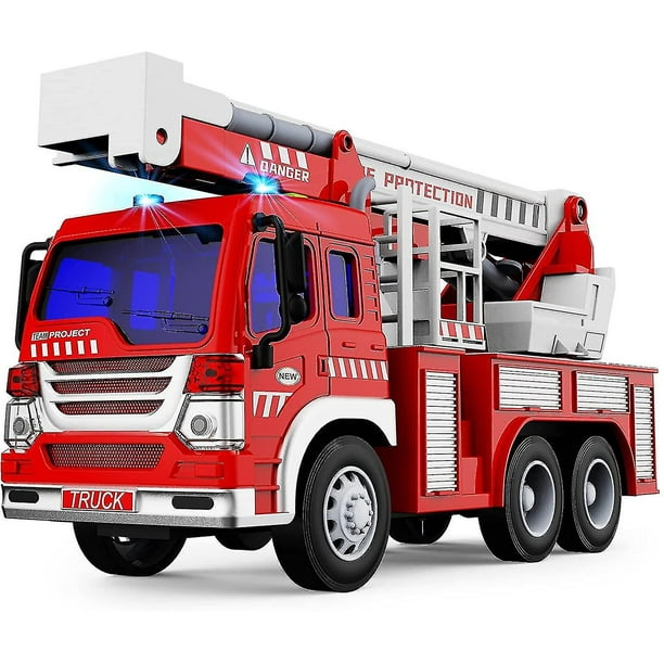 Camión de bomberos de juguete, coches inerciales, con luces y sonido, regalo de juguete educativo para niños de 4, 5 y 6 años.