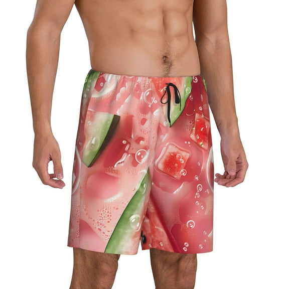 Daiia Refreshing Watermelon Slices Mens Woven Stretch Pajama Short,Short Pajama Pants-X-Large