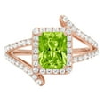 thumbnail image 5 of 1.935 ct Emerald Cut Natural Peridot Solitaire with Simulated Diamond Accents 18K Rose Gold Womens Engagement Ring, 5 of 6