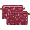 thumbnail image 2 of Coolnut Valentine's Day Love Hearts Storage Basket Collapsible Toy Storage Bins Canvas Storage Basket with Leather Handles for Home Closets Offices, Kids Toy and Gift Baskets, 1PCS Decor Gifts, 2 of 7