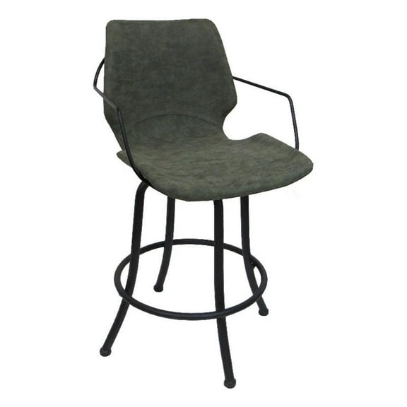 Swivel Extra Tall Metal Bar Stool 34" - Asheville - Green Vinyl - Black Frame