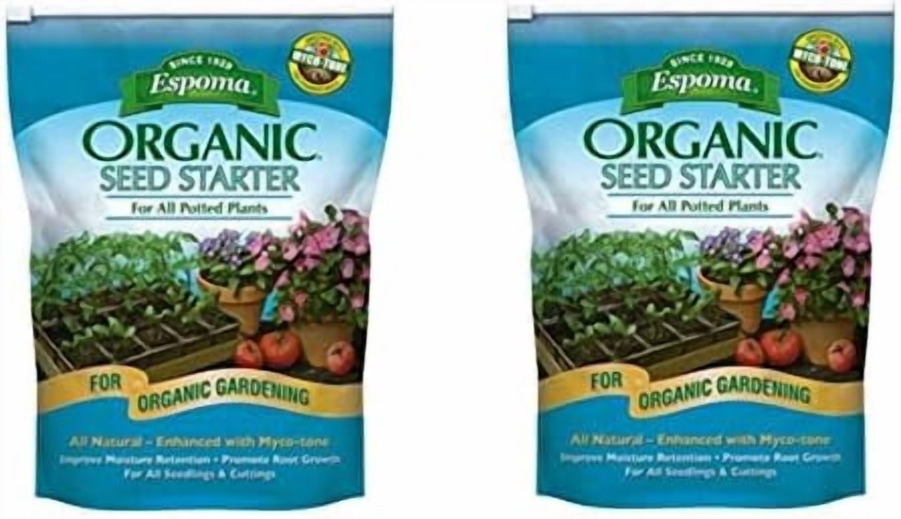 Espoma Organic Seed Starter Premium Potting Soil Mix - All Natural & Organic Seed Starting Mix with Mycorrhizae. For Organic Gardening, 16 qt, Pack of 2
