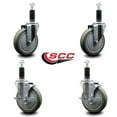 thumbnail image 2 of 5 Inch Gray Poly Wheel Swivel 1-1/8 Inch Expanding Stem Caster Set 2 Brakes SCC, 2 of 2