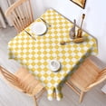 thumbnail image 2 of Yellow White Checkerboard Checkered Pattern Square Tablecloth,Waterproof Square Table Cover,Wipeable Spillproof Washable Table Cover for Home Kitchen Party Decor 52"x52"(132x132cm), 2 of 6
