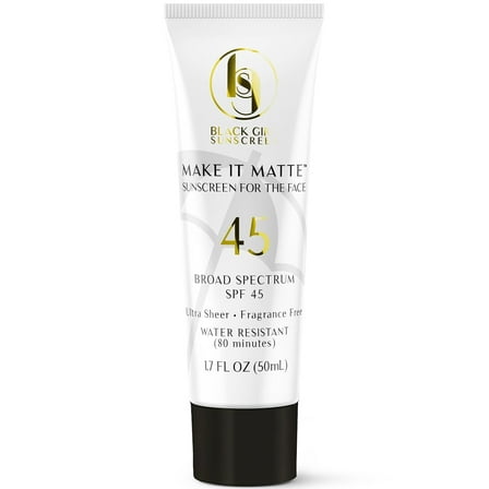 BLACK GIRL SUNSCREEN Make It Matte SPF 45 - Clear Face Sunscreen - No White Residue, Broad Spectrum, Matte Finish, Vegan