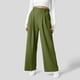 thumbnail image 2 of Pantalones de vestir de cintura alta y pierna ancha para mujer: cintura elástica, algodón y lino, bolsillos; pantalones informales de oficina., 2 of 7
