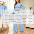 thumbnail image 3 of Kyntgho Women's Two Piece Pajama Set, Long Sleeve Cropped Crew Neck Top with High Waist Wide Leg Pants, for Lounging and Restful Nights, 3 of 6