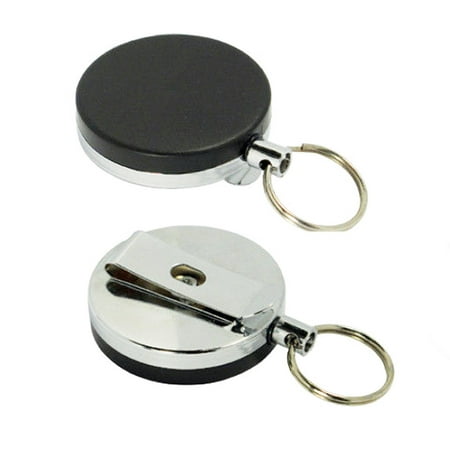 1 Retractable ID Card Badge Metal Reel Recoil Pull Key Ring Belt Clip Holder