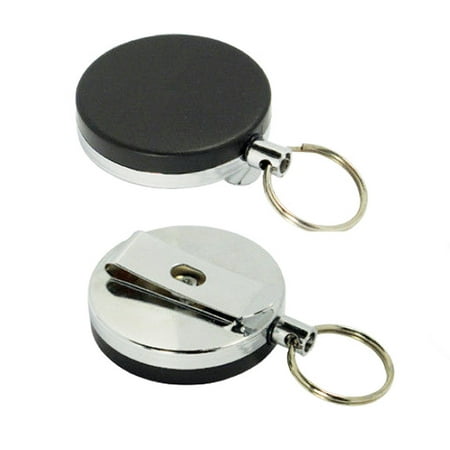 1 Retractable ID Card Badge Metal Reel Recoil Pull Key Ring Belt Clip Holder (Best Id Card Holder)