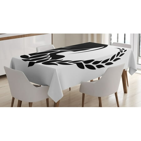 

Ambesonne Zodiac Virgo Tablecloth Rectangular Table Cover Woman Virgo Hairdo 60 x84 Black and White