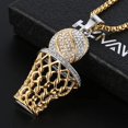 thumbnail image 3 of FrostHike Mens 18k Gold Silver Plated Basketball Rim CZ Inlay Pendant Hip Hop Box Chain, 3 of 5
