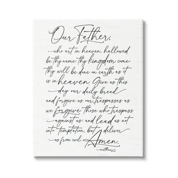 Stupell Industries Our Father Religious Prayer Reading Spiritual Scripture Graphic Art Gallery Wrapped Canvas Print Wall Art, Design by Lettered and Lined