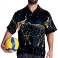 thumbnail image 4 of Taurus Constellation Men's Short Sleeve Poplin Shirt, Casual Printed Button Down, Summer Beach Hawaiian Shirts, Unisex, 4 of 6