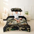 thumbnail image 2 of Castle Fairy Camo Frame Pike Fishing Graphic Twin Duvet Cover,Autumn Leaf Wild Game Hunting Layout Twin Bedding,Olive Tan,Black Reversible,2pcs,No Comforter,1 Duvet Cover and 1 Pillowcase, 2 of 6