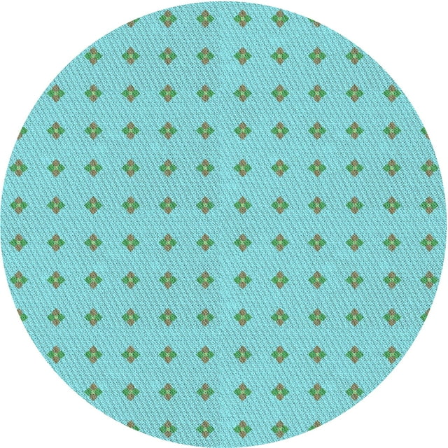Ahgly Company Machine Washable Indoor Round Transitional Macaw Blue Green Area Rugs, 4' Round