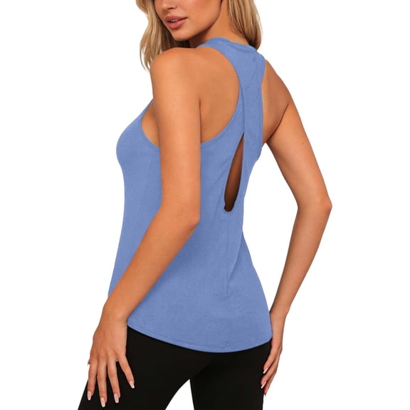 Women's Ice Silk Backless Yoga Top, Breathable Hollow Out Workout Tank, Quick-Dry Athletic Sleeveless Shirt for Fitness & Gym, Sizes S-XL