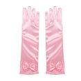 thumbnail image 6 of Xinwanna 1 Pair Children Performance Gloves Faux Pearl Bow Decor Solid Color Full Fingers Satin Flower Girls Gloves Princess Style Cosplay Gloves (Red), 6 of 13