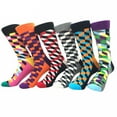 thumbnail image 2 of 6 Pairs Men's Socks Creative Geometric Pattern Soft Warm Cotton Socks Crew Socks, 2 of 10