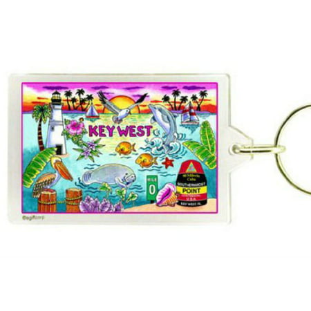 Key West Florida Map Acrylic Rectangular Souvenir Keychain 2.5 inches X 1.5 (Best Florida Key To Visit)