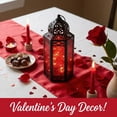 thumbnail image 6 of Moroccan Metal Candle Lantern Holder with LED Fairy String Lights, Large, Red, 6 of 13