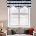 thumbnail image 3 of Tie Up Valances for Windows, Navy Blue Gray Striped Adjustable Valance Curtains Window Treatment for Living Room, Farmhouse Stripes Modern Abstract Art Rod Pocket Kitchen Curtains 42x18 Inch, 3 of 9