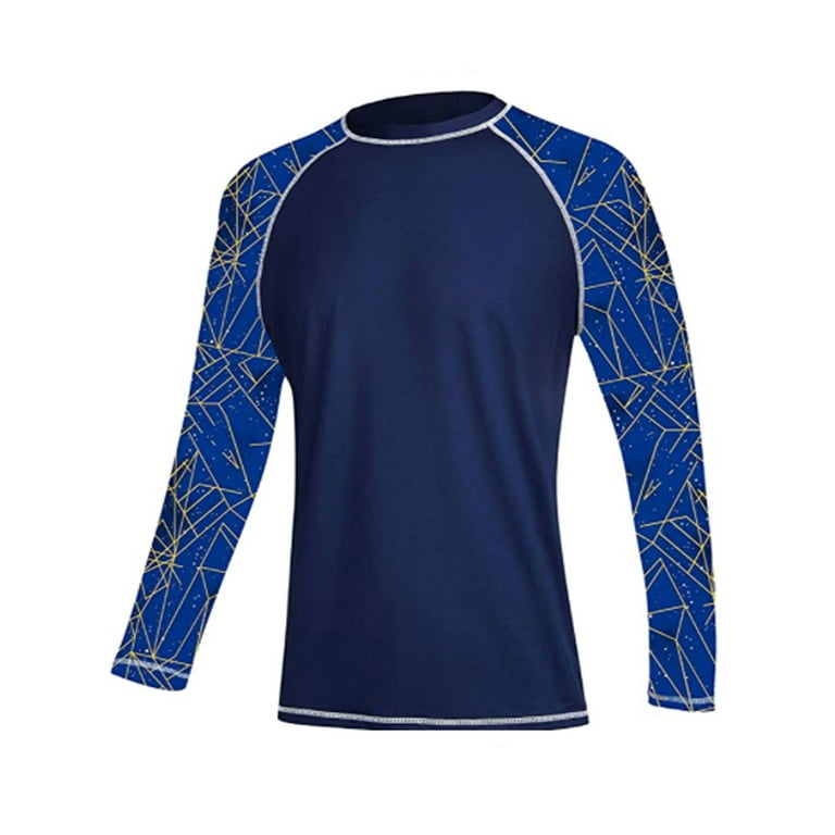 Pdbokew Long Sleeve Swim Shirts for Men Sun Protection Shirt Running  Rashguard UPF 50+ UV Swimwear Athletic Workout White Size L