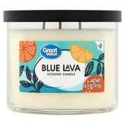 Great Value Scented Candle, 3 Wick, Blue Lava, 14 oz