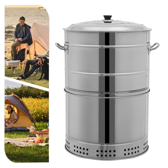 Large Portable Stainless Steel Charcoal BBQ Grill Barrel for Outdoor Camping Backyard Picnic