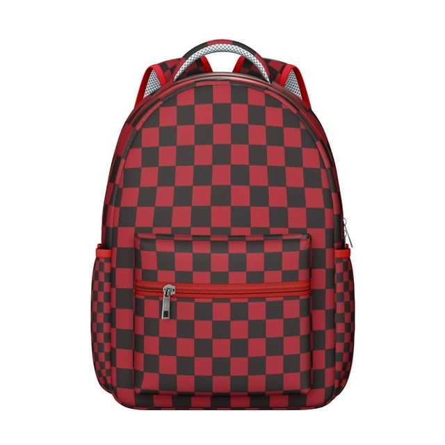 Red and Black Buffalo Plaid Backpack Rustic Checkered Pattern School Bag Classic Students Travel Backpack