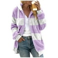 thumbnail image 3 of TQWQT Fleece Coats for Women  Faux Fur Jacket Coat Fuzzy Fleece Jacket Plus Size Zip Up Drawstring Sweatshirt Oversized Light Blue S, 3 of 6