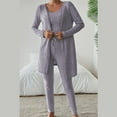 thumbnail image 6 of sususu Womens Lounge Set,Matching Set Knit Tracksuit Set with Comfortable Crewneck Top and Jogger Pants for a Soft Stretchy Outfit Ideal for Wear and Use Featuring Ribbed - Light Purple, 6 of 8