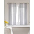 thumbnail image 3 of Light Grey Striped Curtains 54 Inch Length, Sheer Curtains for Bedroom Living Room Window White Simple Neutral Modern Rod Pocket Voile Drapes Kitchen Curtains Small Half Window 42"x54" 2 Panels, 3 of 6
