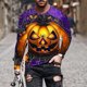 thumbnail image 1 of Blusas y camisas de manga larga con cuello redondo para hombre, estilo casual, cuello redondo, manga larga, camiseta estampada de Halloween, blusas, blusas de poliéster para hombre., 1 of 5